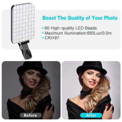 Adjustable led 2200mah Selfie Light Flash Rechargeable For all iphone mac laptop